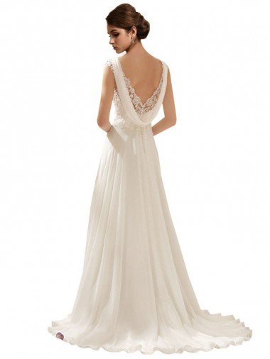 Affordable V-Neck Lace Wedding Dress On Chiffon UK