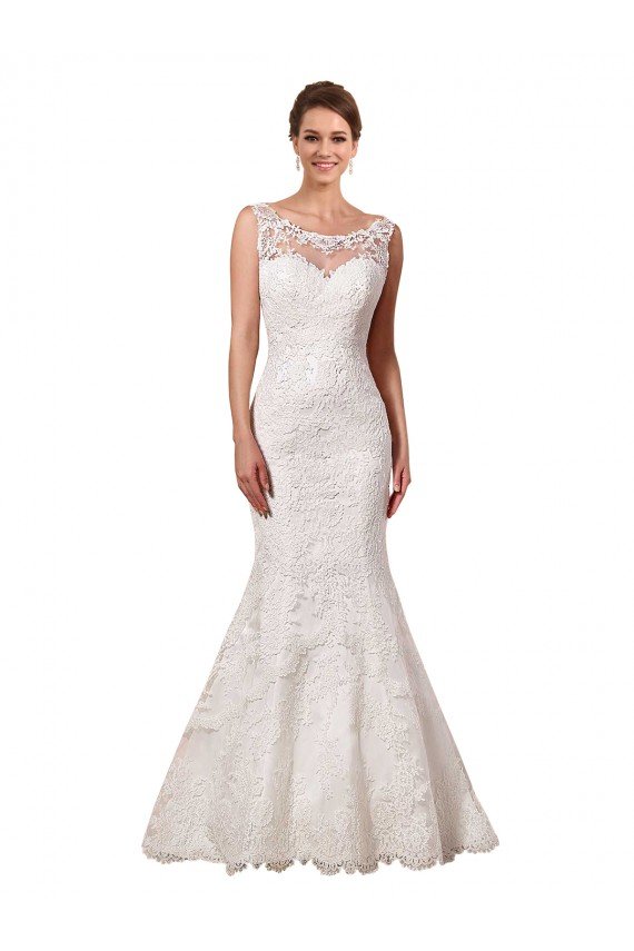 Affordable Bateau Illusion Sweetheart Lace Wedding Dress UK