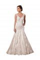 Affordable Open Back Mermaid Tulle Wedding Dress with Lace Bodice UK
