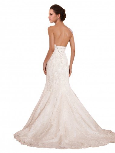 Affordable Sweetheart Neckline Sexy Mermaid Lace Wedding Dress UK