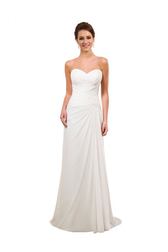 Affordable Sweetheart Neckline Chiffon Wedding Dress with Criss-Cross Ruched Bodice UK