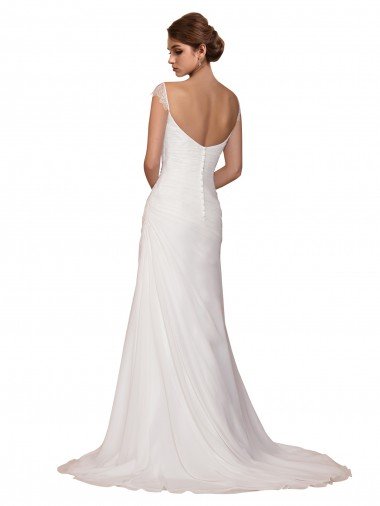 Affordable V-Neck Sheath Chiffon Wedding Dress with Straps UK