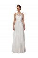 Affordable Illusion Neck A-Line Chiffon Beach Wedding Dress with Lace Halter Neckline UK