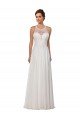 Affordable Illusion Neck A-Line Lace and Chiffon Beach Wedding Dress UK