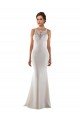Affordable Modern High Neck Sheath Wedding Dress with Lace Bodice UK