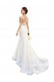 Affordable Fit and Flare Illusion Neck Lace Wedding Dress UK