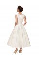 Affordable V-Neck A-Line Short Ankle Length Satin Wedding Dress UK