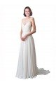 Affordable Spaghetti Straps V-Neck A-Line Chiffon Beach Wedding Dress UK