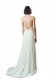 Affordable Spaghetti Straps V-Neck A-Line Chiffon Beach Wedding Dress UK