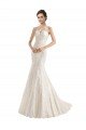 Affordable Illusion Neck Mermaid All Over Lace Wedding Dress UK