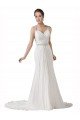 Affordable Sweetheart Sheath Chiffon Beach Wedding Dress with Beaded Belts UK