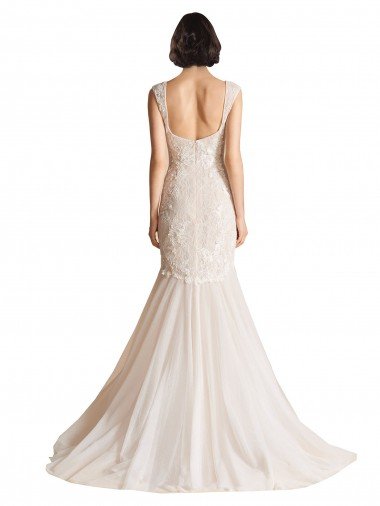 Affordable V-Neck Mermaid Tulle Wedding Dress UK