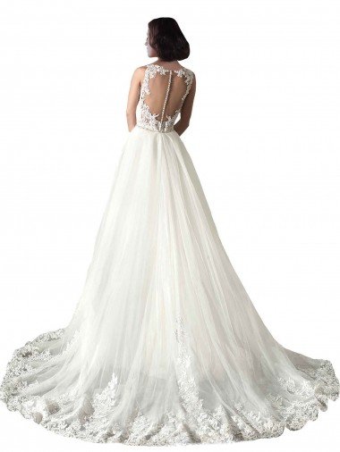 Affordable Sweetheart Fit and Flare Tulle Lace Wedding Dress UK