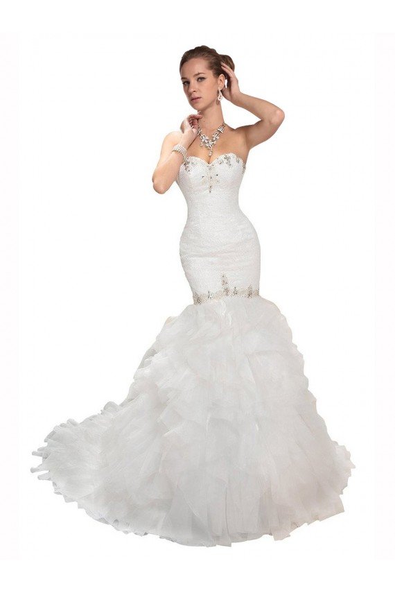 Affordable Sweetheart Mermaid Cascading Organza Wedding Dress UK