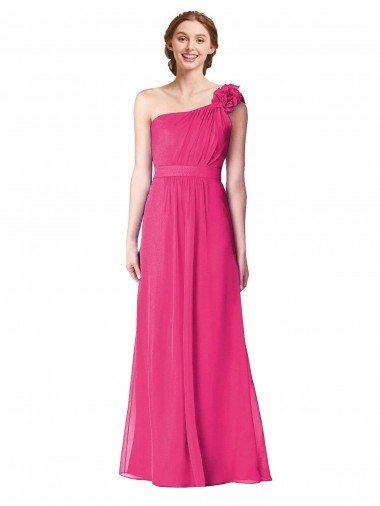 Affordable Full Length One Shoulder Chiffon Bridesmaid Dress UK