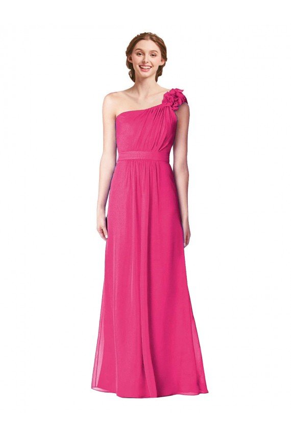 Affordable Full Length One Shoulder Chiffon Bridesmaid Dress UK