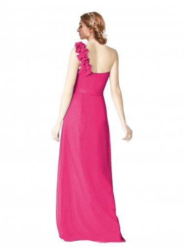 Affordable Full Length One Shoulder Chiffon Bridesmaid Dress UK