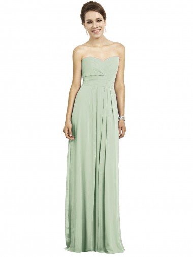Affordable Full Length Strapless Chiffon Bridesmaid Dress with Sweetheart Neckline UK