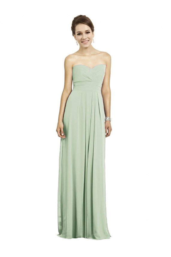 Affordable Full Length Strapless Chiffon Bridesmaid Dress with Sweetheart Neckline UK
