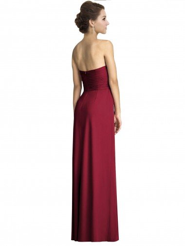 Affordable Long Strapless Chiffon Bridesmaid Dress with Side Slit UK
