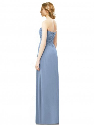 Affordable Strapless Long Chiffon Bridesmaid Dress with Sweetheart Neckline UK