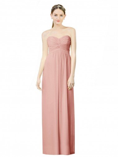 Affordable Long Chiffon Sweetheart Bridesmaid Dress with Twist Bodice UK