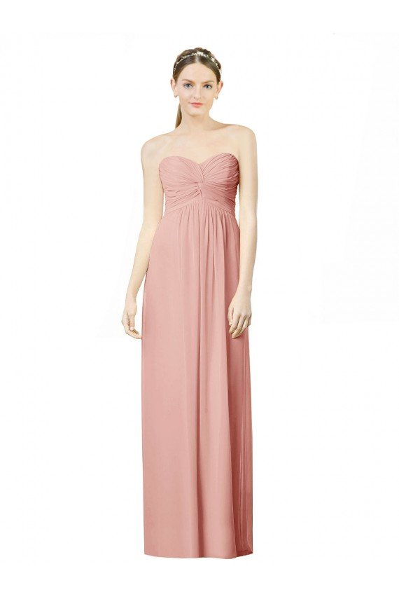 Affordable Long Chiffon Sweetheart Bridesmaid Dress with Twist Bodice UK