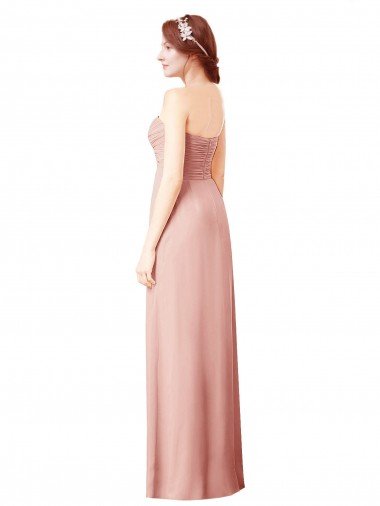 Affordable Long Chiffon Sweetheart Bridesmaid Dress with Twist Bodice UK
