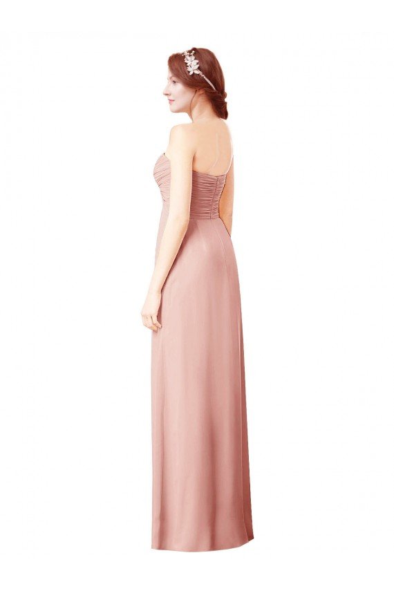 Affordable Long Chiffon Sweetheart Bridesmaid Dress with Twist Bodice UK