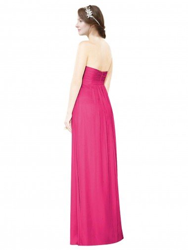 Affordable Full Length Strapless Long Chiffon Dress with Waistband UK