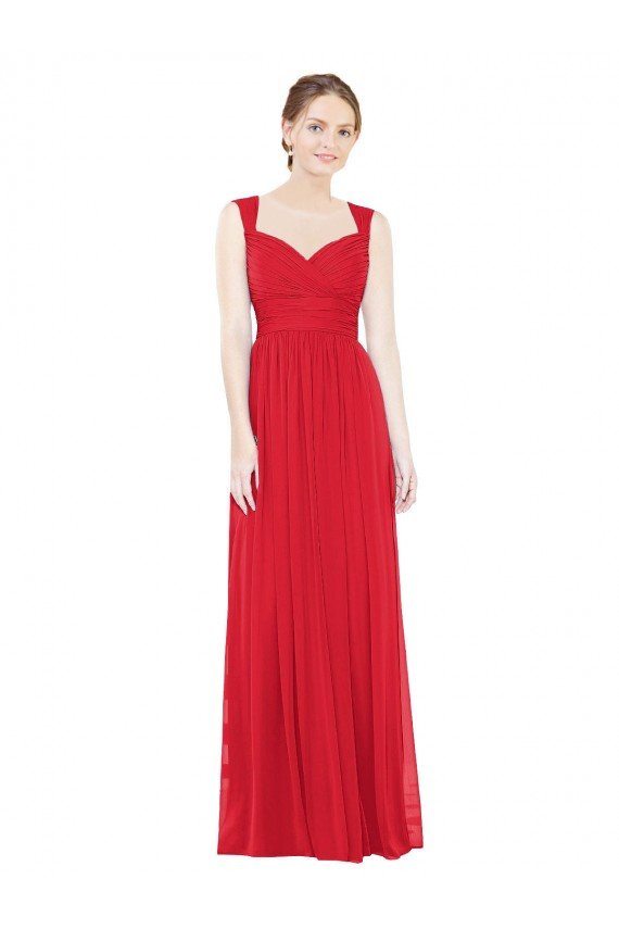 Affordable Full-Length Long Chiffon Bridesmaid Dress with Side Front Slit UK