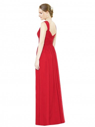 Affordable Full-Length Long Chiffon Bridesmaid Dress with Side Front Slit UK