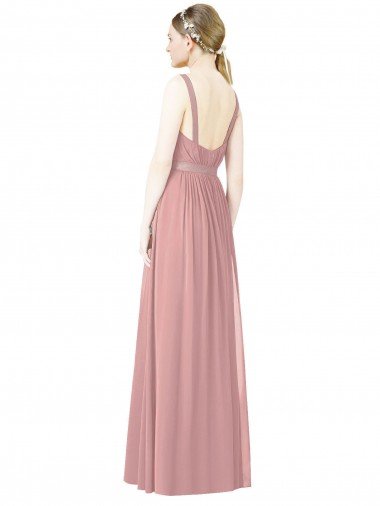 Affordable High Neck Chiffon Bridesmaid Dress with Low Back UK