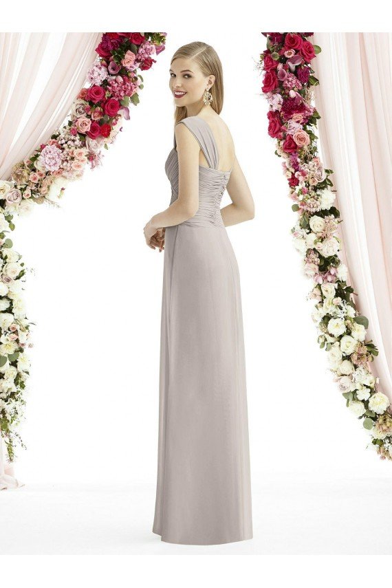 Affordable Full Length Lux Chiffon Dress with Draped Bodice And Shirred Straps UK