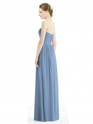 Affordable Strapless Long Chiffon Dress with Sweetheart Neckline And Draped Bodice UK