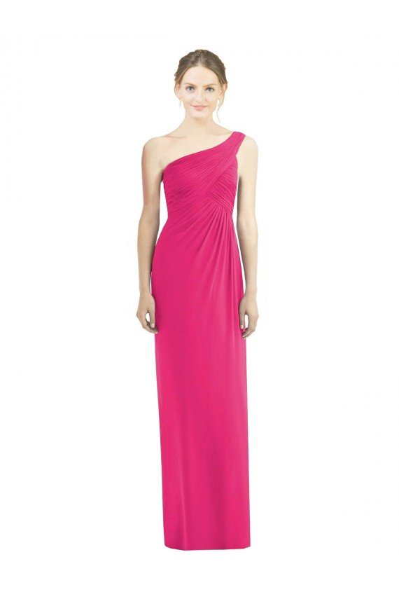 Affordable One Shoulder Long Chiffon Bridesmaid Dress UK