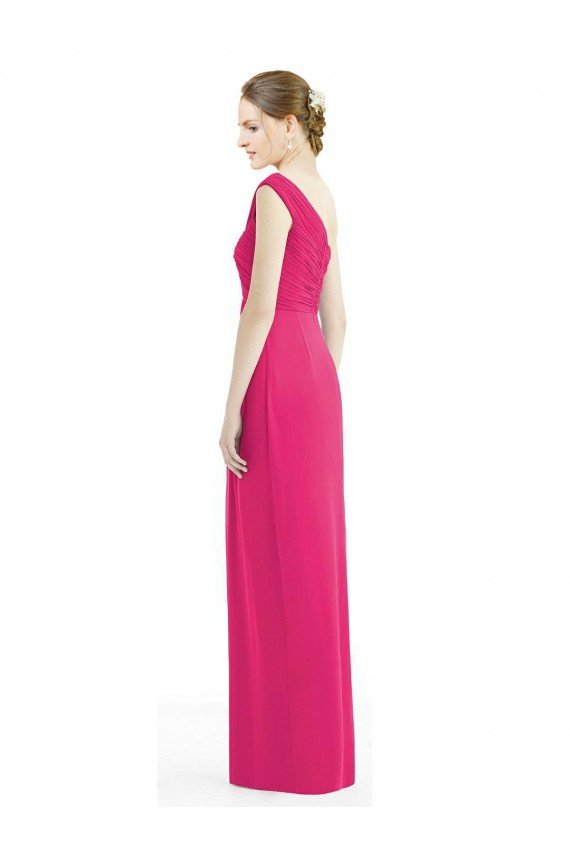 Affordable One Shoulder Long Chiffon Bridesmaid Dress UK