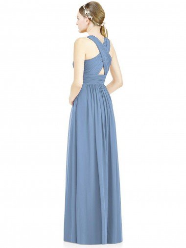 Affordable Sleeveless Cross Strap Back Chiffon Bridesmaid Dress UK