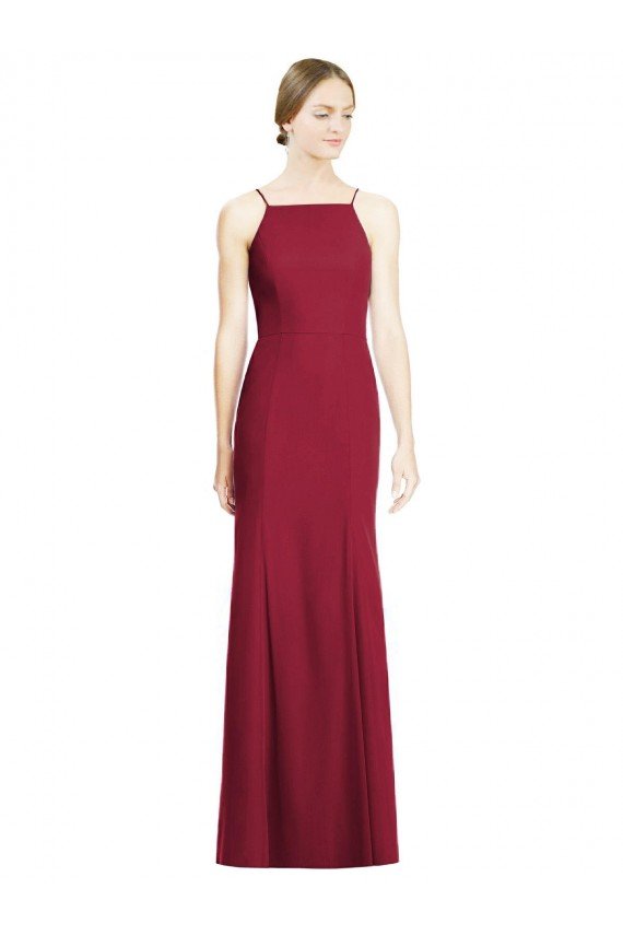 Affordable High Square Trumpet Chiffon Bridesmaid Dress with Lace-Up Open Back UK