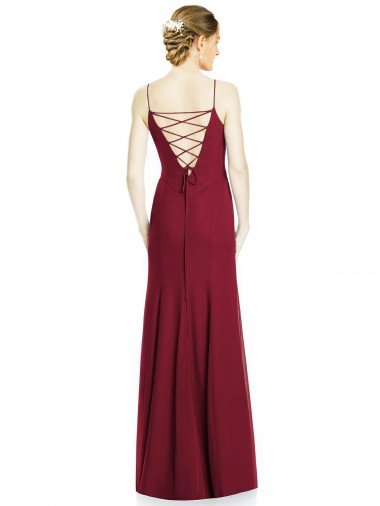 Affordable High Square Trumpet Chiffon Bridesmaid Dress with Lace-Up Open Back UK