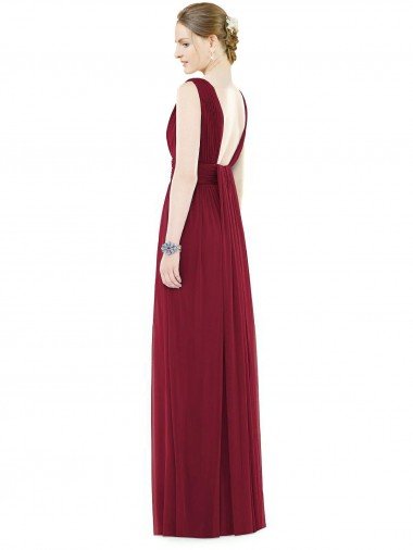 Affordable Low Square Back Sleeveless Shirred Skirt Bridesmaid Dress UK