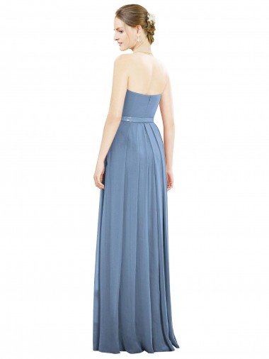 Affordable V-Pleat Chiffon Full-Length Strapless Bridesmaid Dress UK