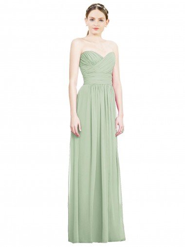Affordable Crisscross Draped Full Length Strapless Chiffon Bridesmaid Dress UK