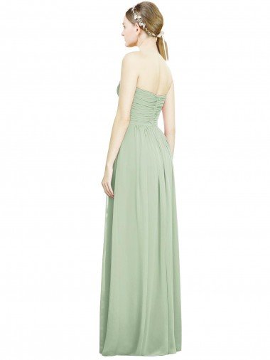 Affordable Crisscross Draped Full Length Strapless Chiffon Bridesmaid Dress UK