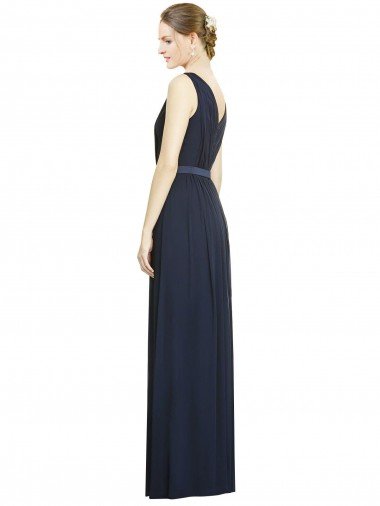 Affordable Full-Length V-Neck Lux Chiffon Bridesmaid Dress with V-Back UK