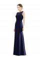 Affordable Lace Bodice Open Back Trumpet Chiffon Bridesmaid Dress with Bow Belt UK
