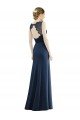 Affordable Lace Bodice Open Back Trumpet Chiffon Bridesmaid Dress with Bow Belt UK