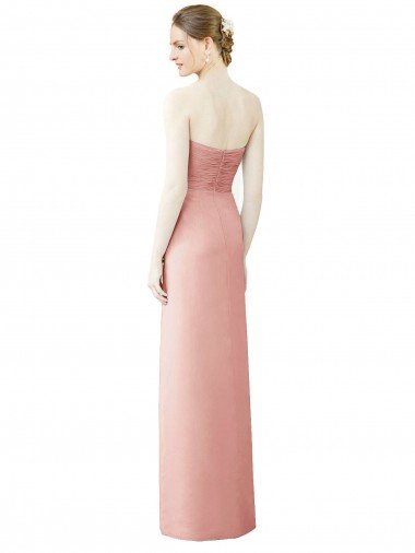 Affordable Strapless Sweetheart Long Chiffon Wrap Bridesmaid Dress UK