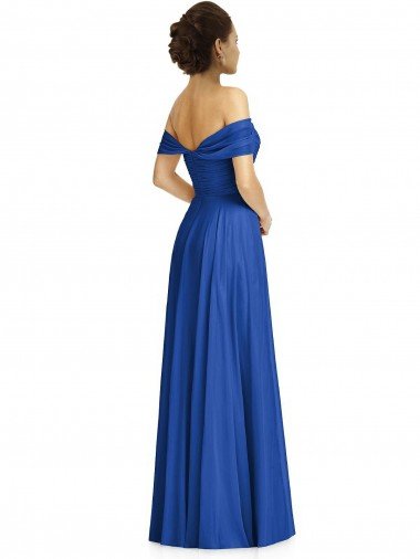Affordable Off the Shoulder Draped Chiffon Maxi Bridesmaid Dress UK