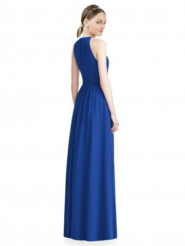 Affordable Draped Keyhole Long Chiffon Bridesmaid Dress UK